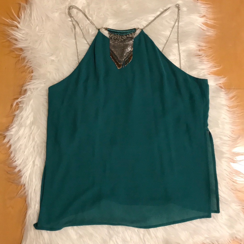 H&M green dressy tank top, size 8